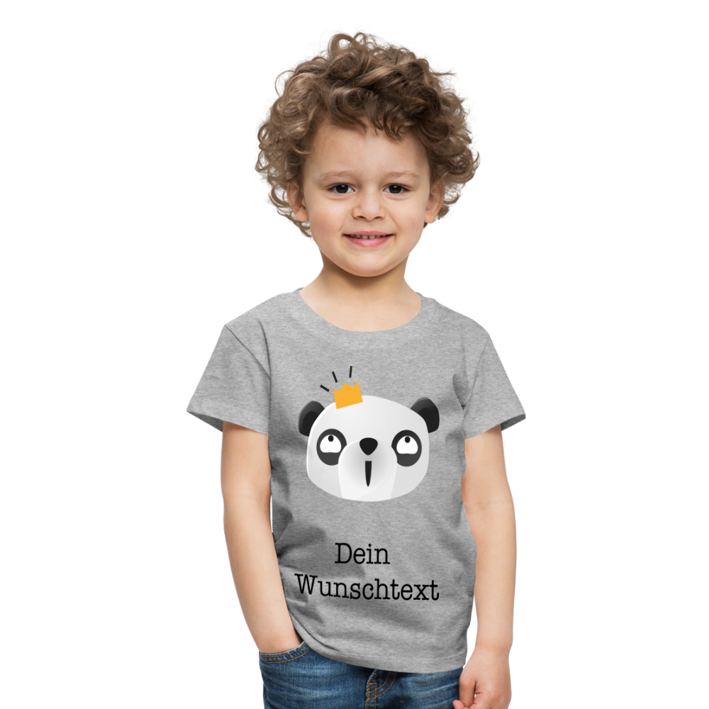 Kinder Premium T-Shirt - Panda mit Krone - personalisierbar - Grau meliert