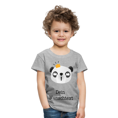 Kinder Premium T-Shirt - Panda mit Krone - personalisierbar - Grau meliert