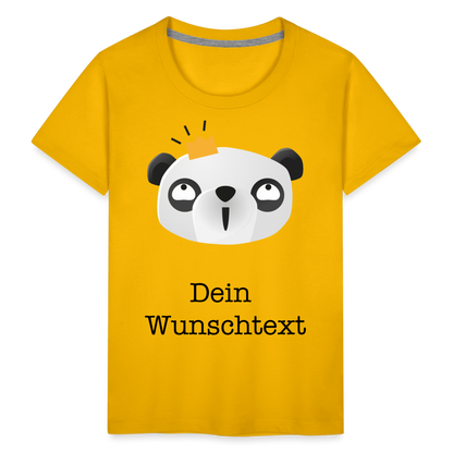 Kinder Premium T-Shirt - Panda mit Krone - personalisierbar - Sonnengelb