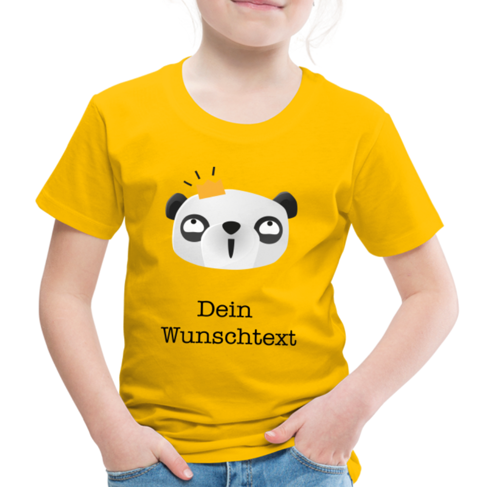 Kinder Premium T-Shirt - Panda mit Krone - personalisierbar - Sonnengelb