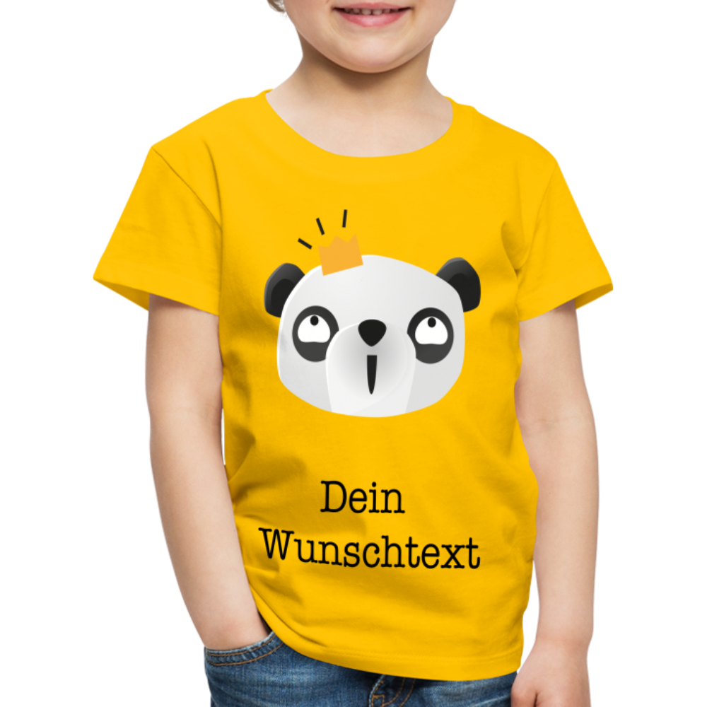 Kinder Premium T-Shirt - Panda mit Krone - personalisierbar - Sonnengelb