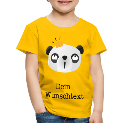 Kinder Premium T-Shirt - Panda mit Krone - personalisierbar - Sonnengelb