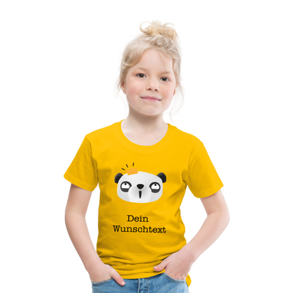 Kinder Premium T-Shirt - Panda mit Krone - personalisierbar - Sonnengelb