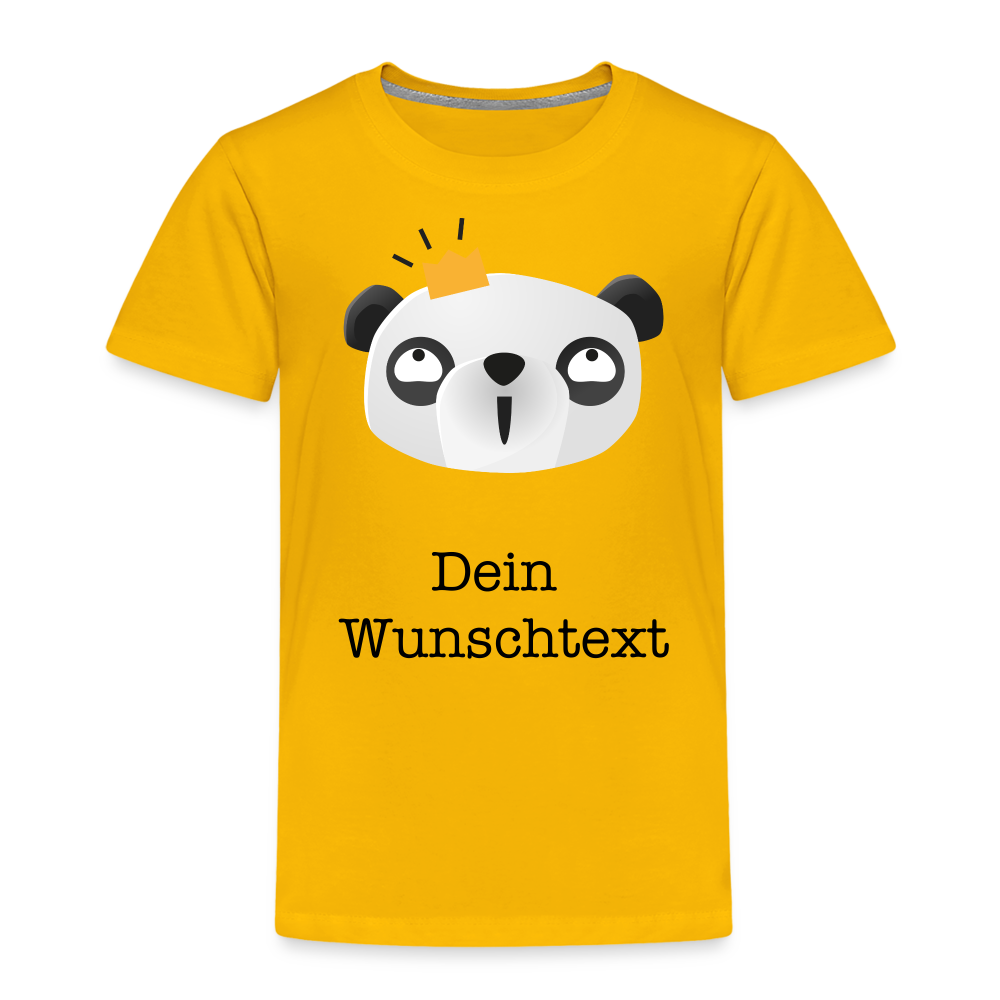 Kinder Premium T-Shirt - Panda mit Krone - personalisierbar - Sonnengelb