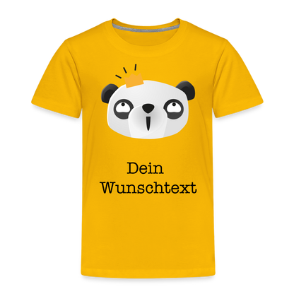 Kinder Premium T-Shirt - Panda mit Krone - personalisierbar - Sonnengelb