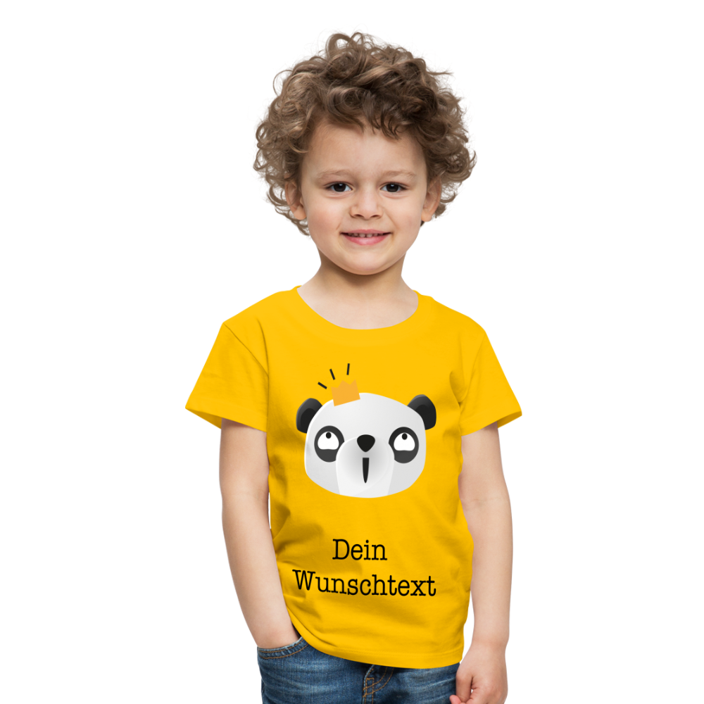 Kinder Premium T-Shirt - Panda mit Krone - personalisierbar - Sonnengelb