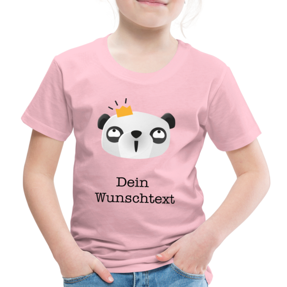 Kinder Premium T-Shirt - Panda mit Krone - personalisierbar - Hellrosa