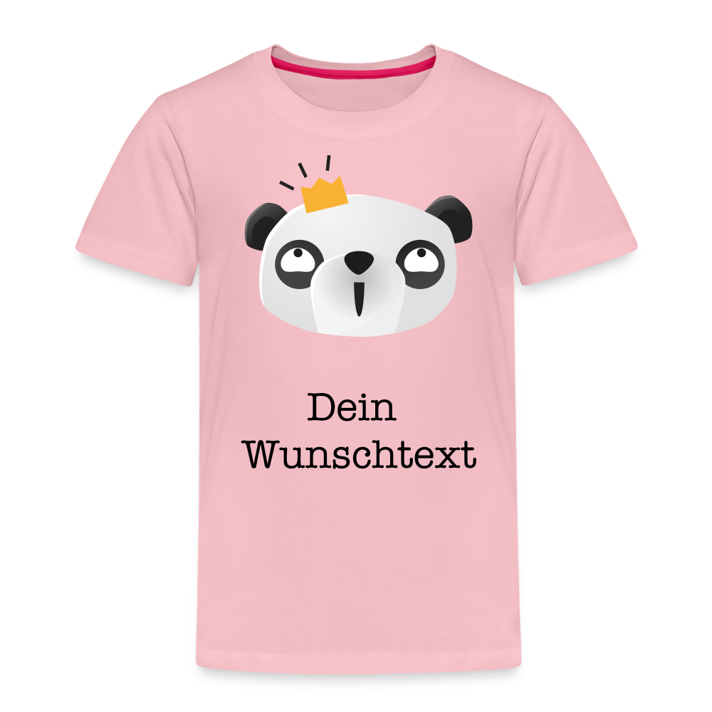 Kinder Premium T-Shirt - Panda mit Krone - personalisierbar - Hellrosa