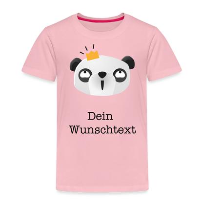 Kinder Premium T-Shirt - Panda mit Krone - personalisierbar - Hellrosa