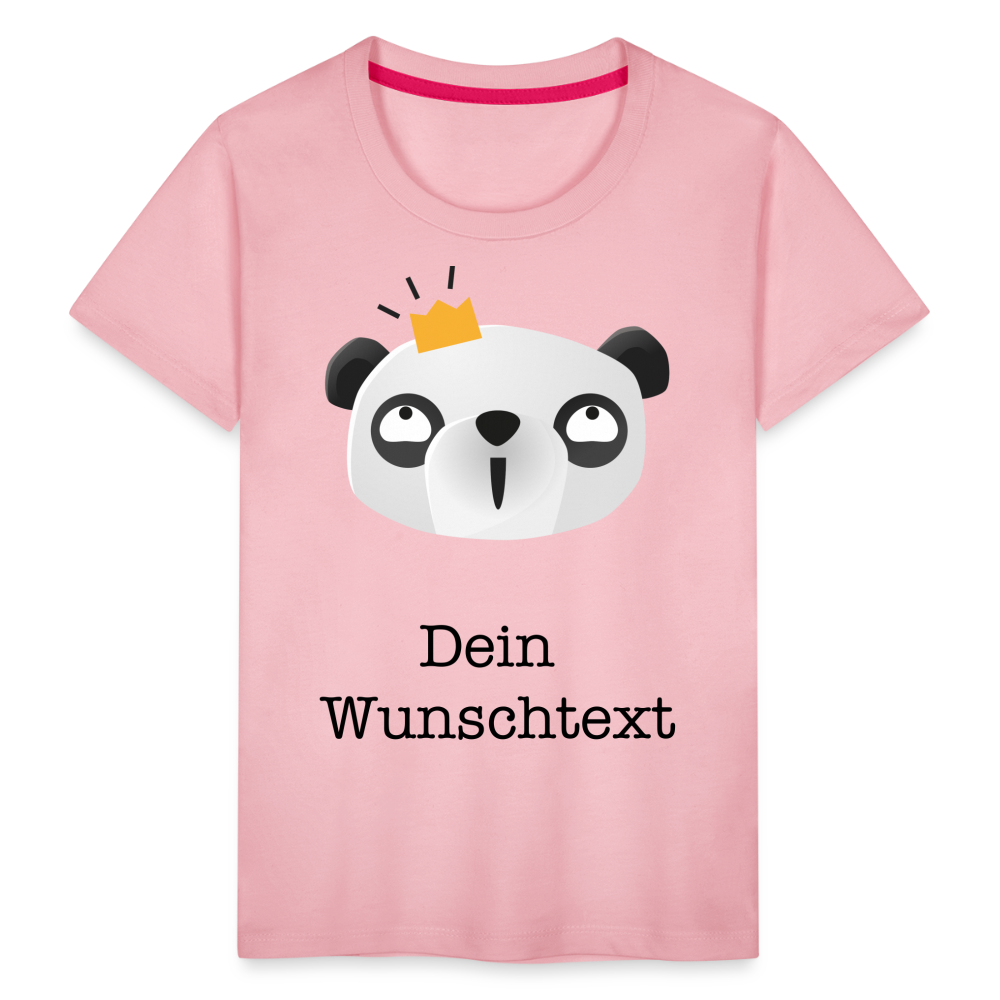 Kinder Premium T-Shirt - Panda mit Krone - personalisierbar - Hellrosa