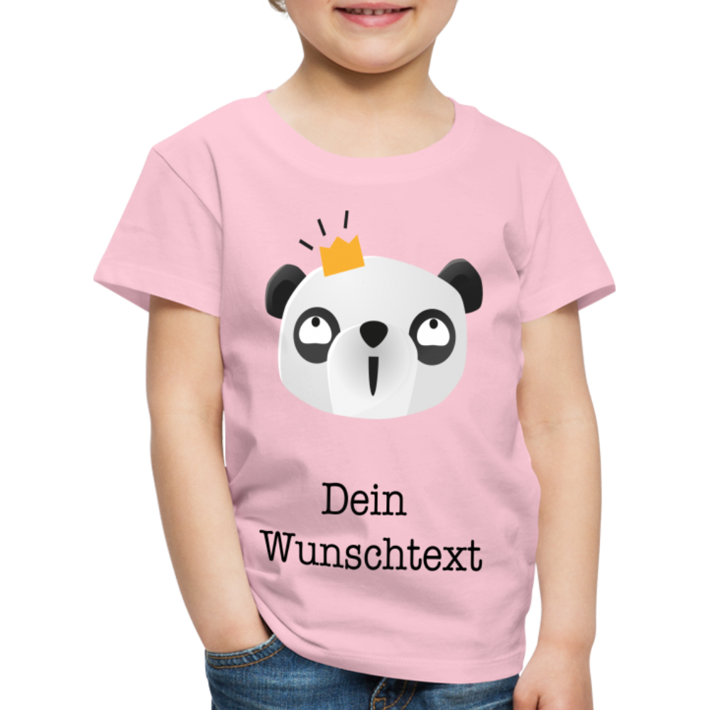 Kinder Premium T-Shirt - Panda mit Krone - personalisierbar - Hellrosa