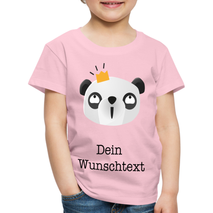 Kinder Premium T-Shirt - Panda mit Krone - personalisierbar - Hellrosa