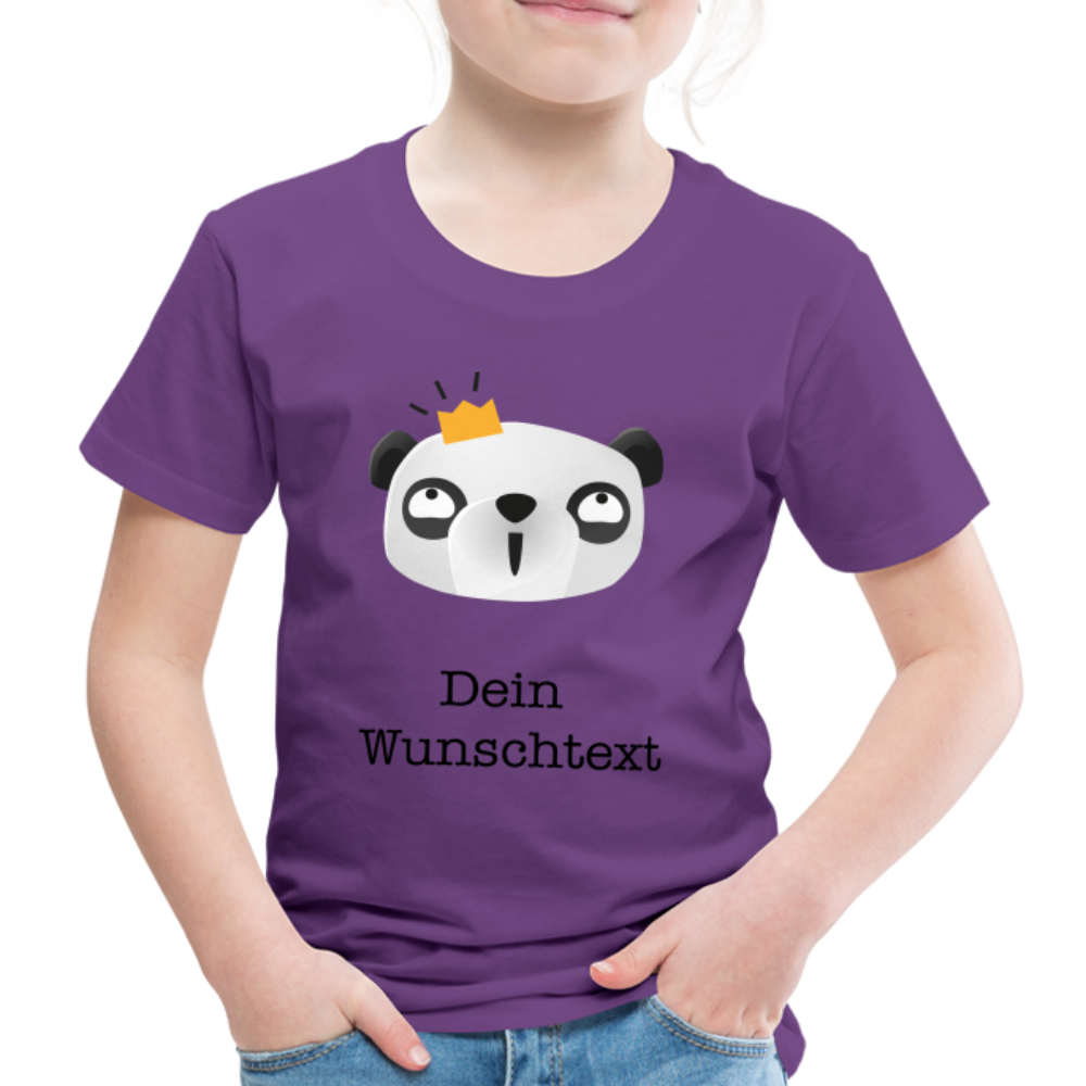 Kinder Premium T-Shirt - Panda mit Krone - personalisierbar - Lila