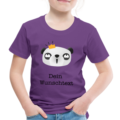 Kinder Premium T-Shirt - Panda mit Krone - personalisierbar - Lila