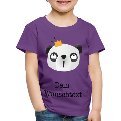 Kinder Premium T-Shirt - Panda mit Krone - personalisierbar - Lila