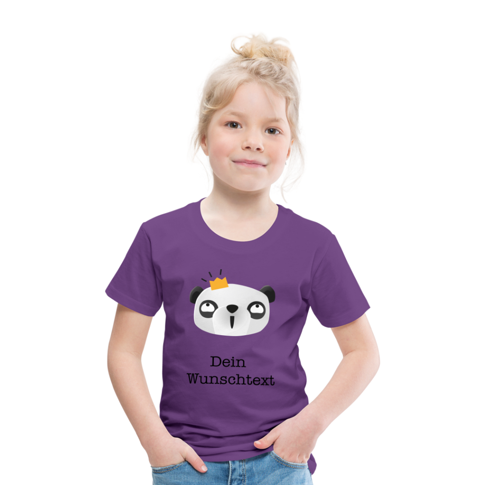 Kinder Premium T-Shirt - Panda mit Krone - personalisierbar - Lila