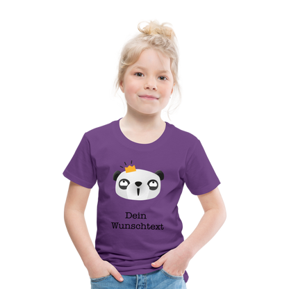 Kinder Premium T-Shirt - Panda mit Krone - personalisierbar - Lila