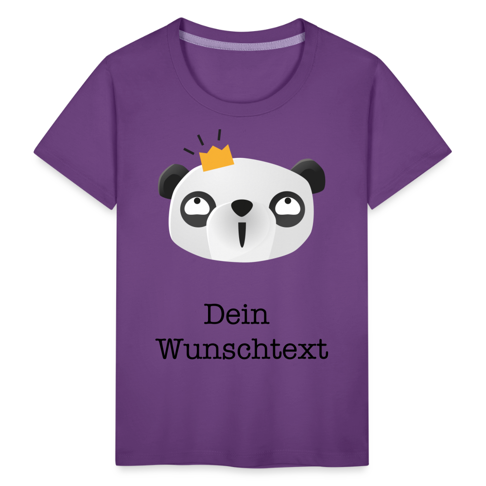 Kinder Premium T-Shirt - Panda mit Krone - personalisierbar - Lila