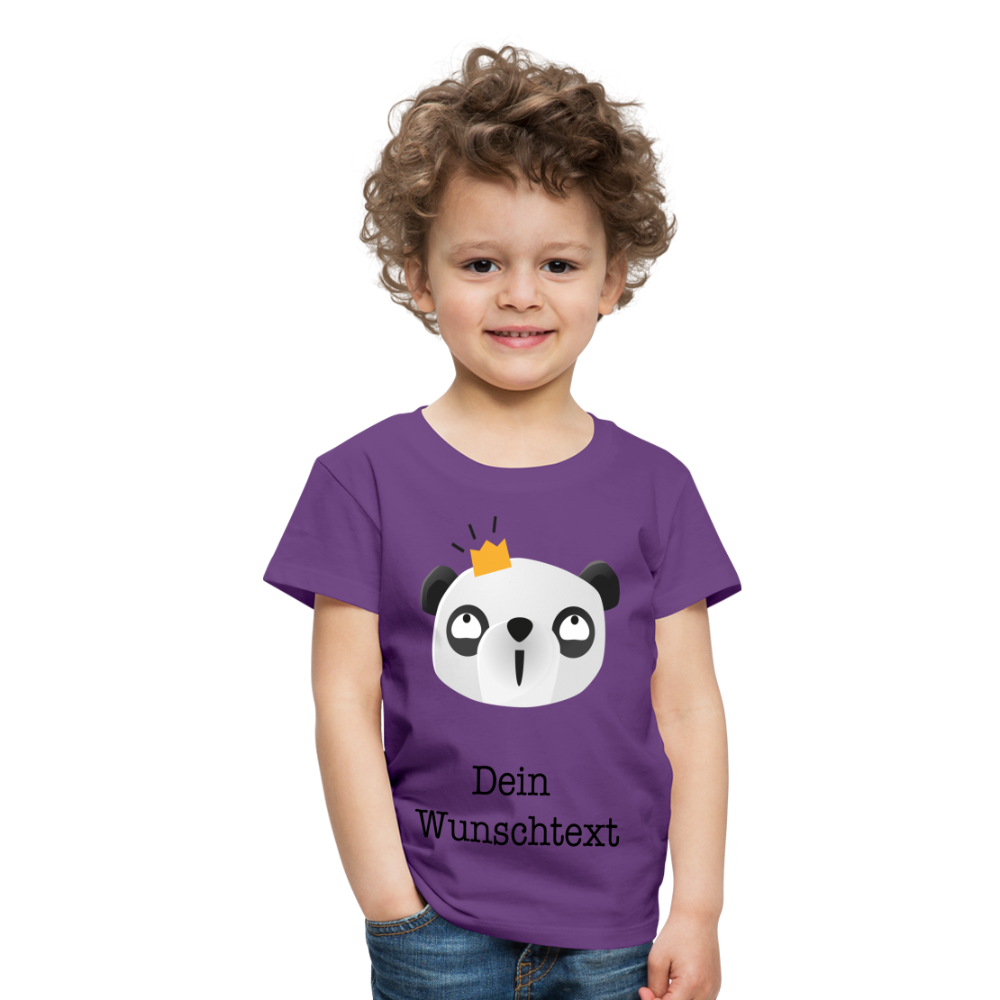 Kinder Premium T-Shirt - Panda mit Krone - personalisierbar - Lila