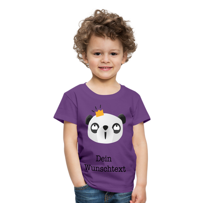 Kinder Premium T-Shirt - Panda mit Krone - personalisierbar - Lila