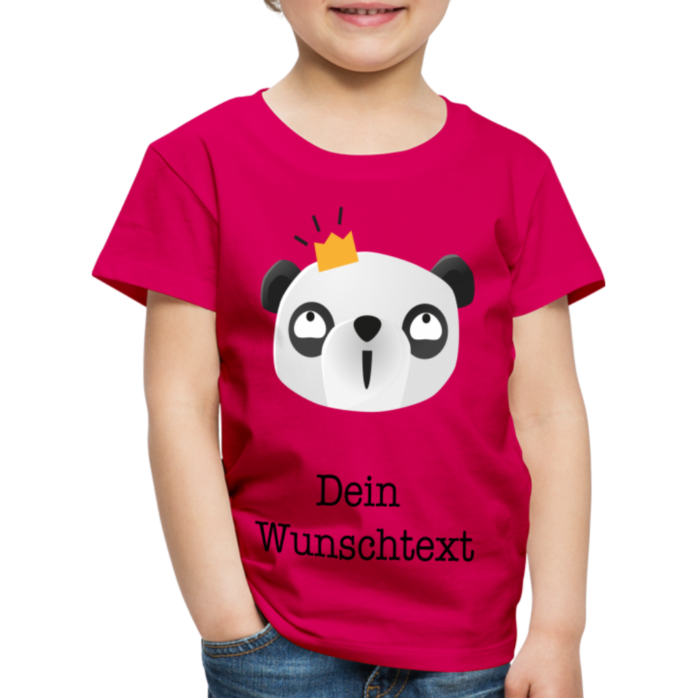 Kinder Premium T-Shirt - Panda mit Krone - personalisierbar - dunkles Pink