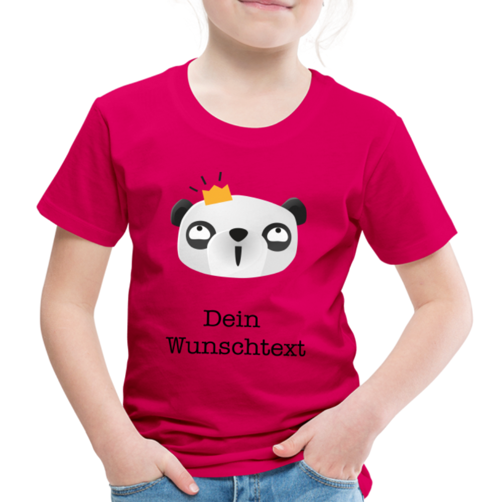 Kinder Premium T-Shirt - Panda mit Krone - personalisierbar - dunkles Pink