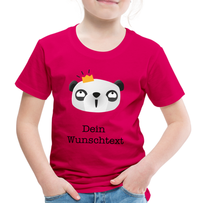 Kinder Premium T-Shirt - Panda mit Krone - personalisierbar - dunkles Pink