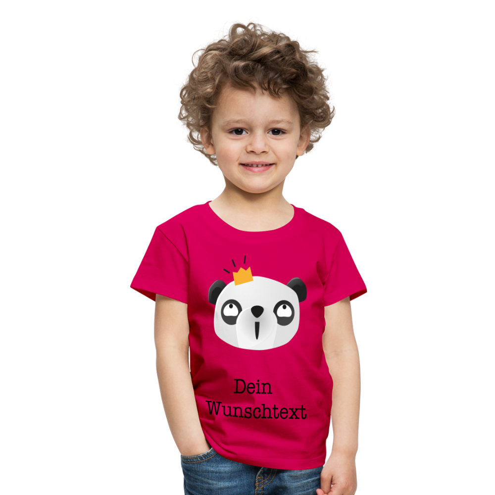 Kinder Premium T-Shirt - Panda mit Krone - personalisierbar - dunkles Pink