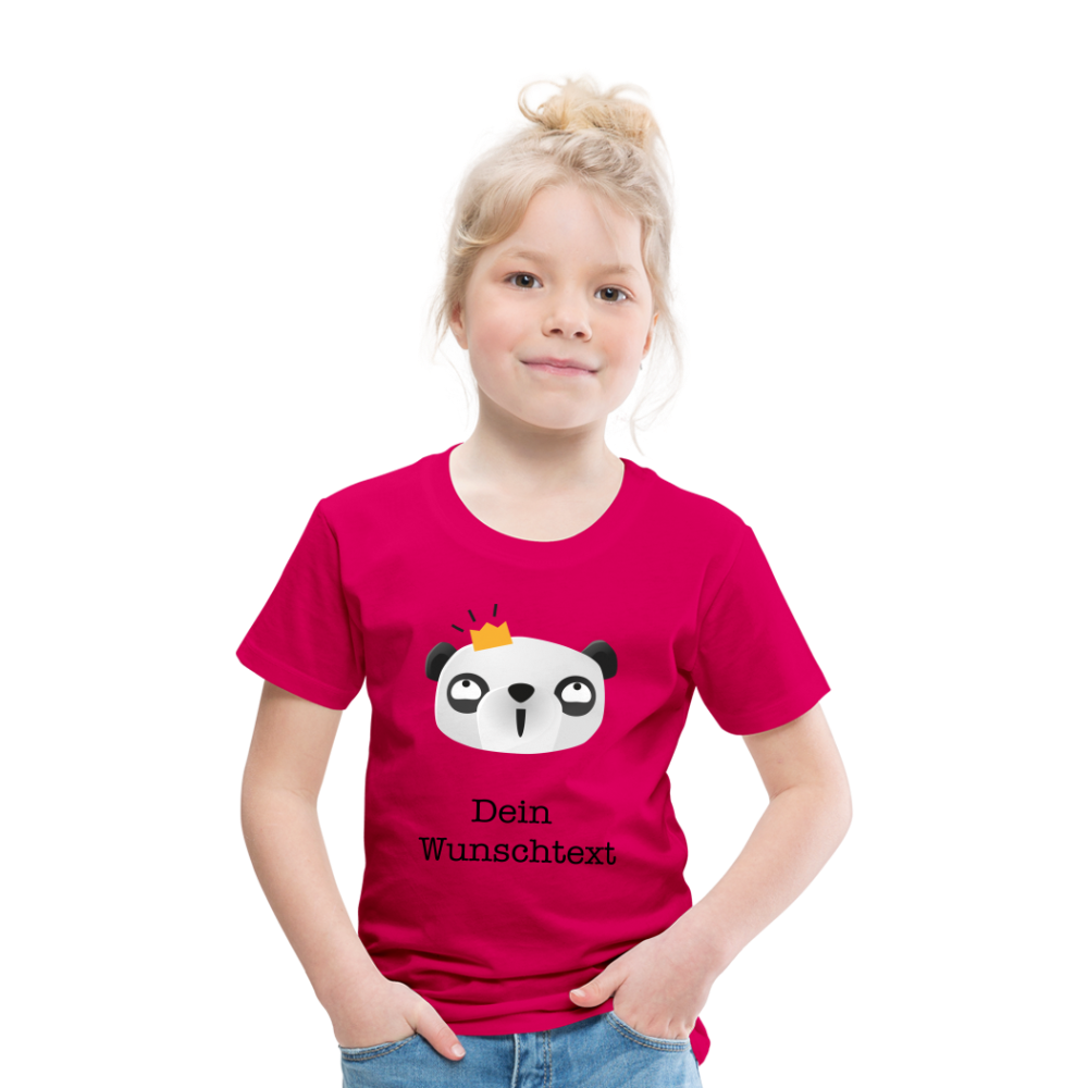 Kinder Premium T-Shirt - Panda mit Krone - personalisierbar - dunkles Pink