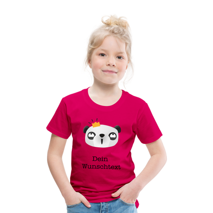 Kinder Premium T-Shirt - Panda mit Krone - personalisierbar - dunkles Pink