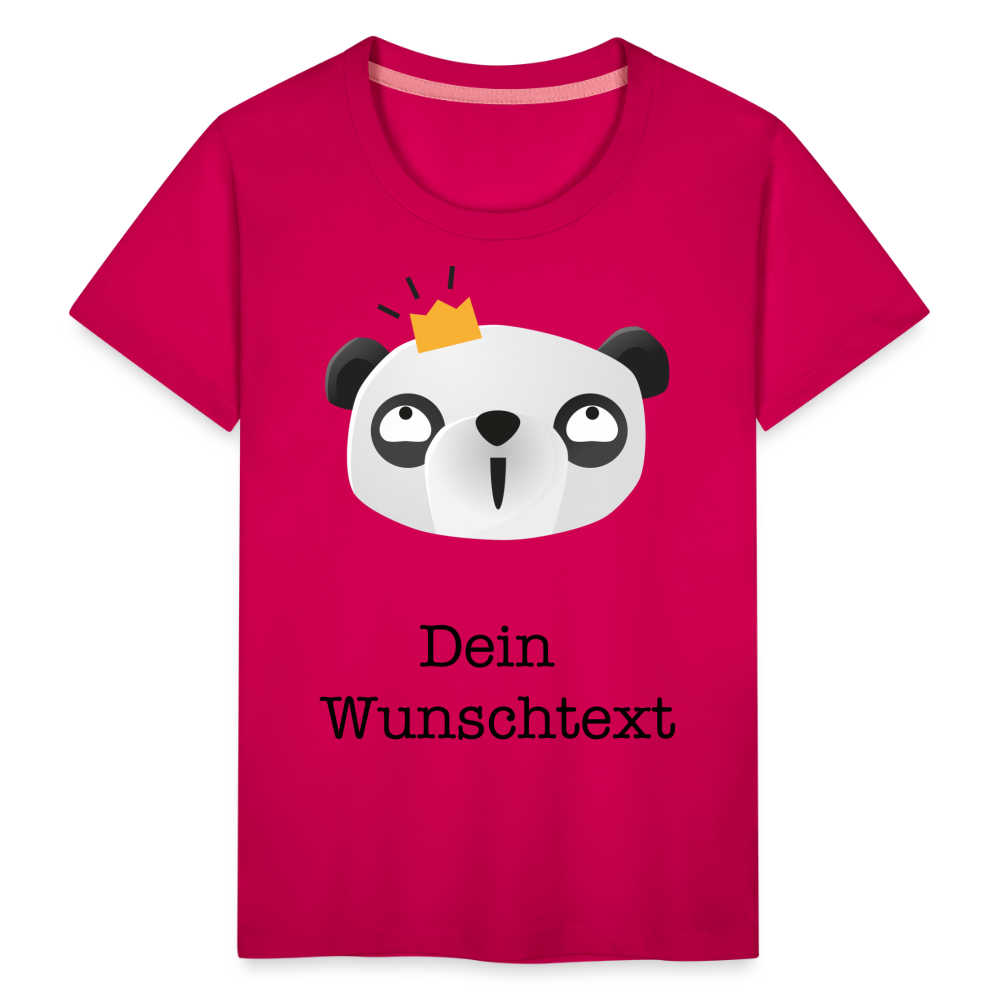 Kinder Premium T-Shirt - Panda mit Krone - personalisierbar - dunkles Pink