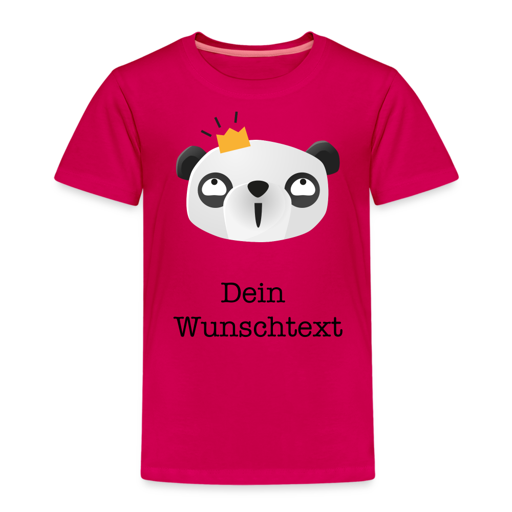 Kinder Premium T-Shirt - Panda mit Krone - personalisierbar - dunkles Pink