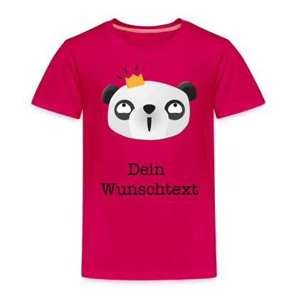 Kinder Premium T-Shirt - Panda mit Krone - personalisierbar - dunkles Pink