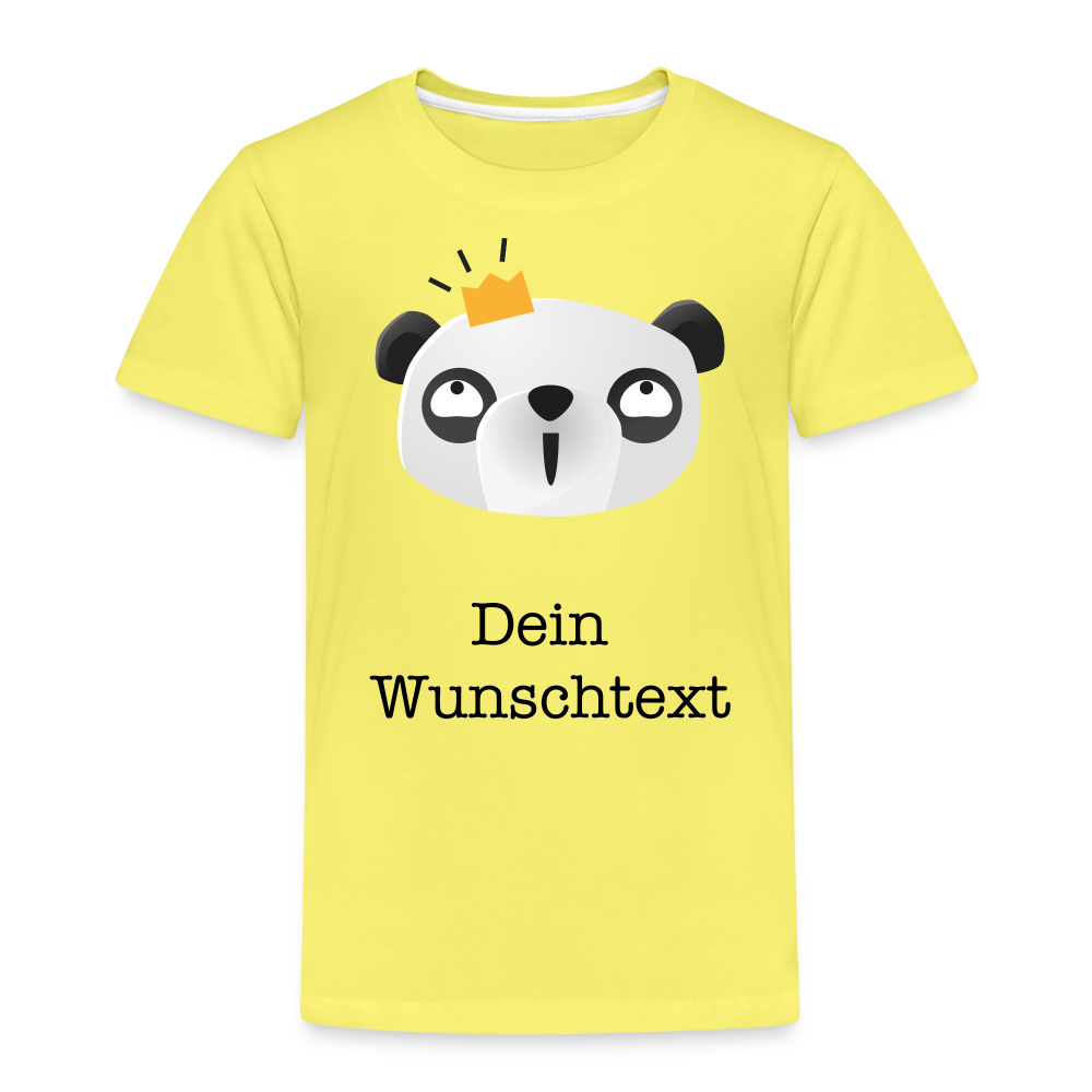 Kinder Premium T-Shirt - Panda mit Krone - personalisierbar - Gelb