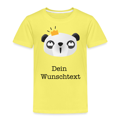 Kinder Premium T-Shirt - Panda mit Krone - personalisierbar - Gelb