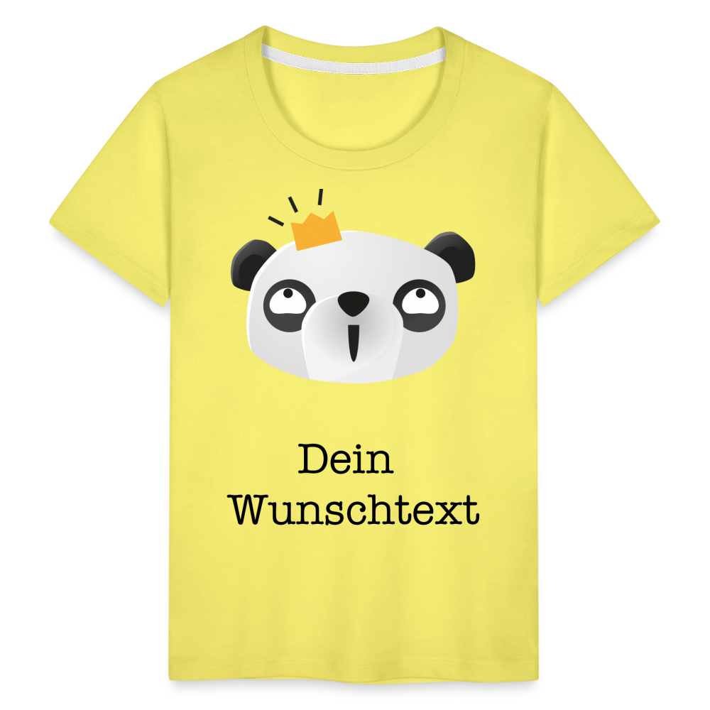 Kinder Premium T-Shirt - Panda mit Krone - personalisierbar - Gelb