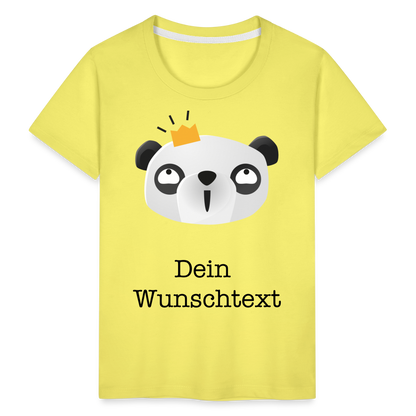 Kinder Premium T-Shirt - Panda mit Krone - personalisierbar - Gelb