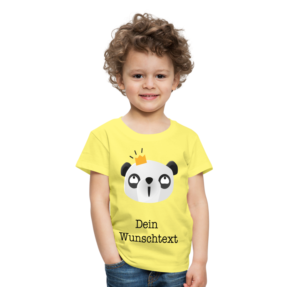 Kinder Premium T-Shirt - Panda mit Krone - personalisierbar - Gelb