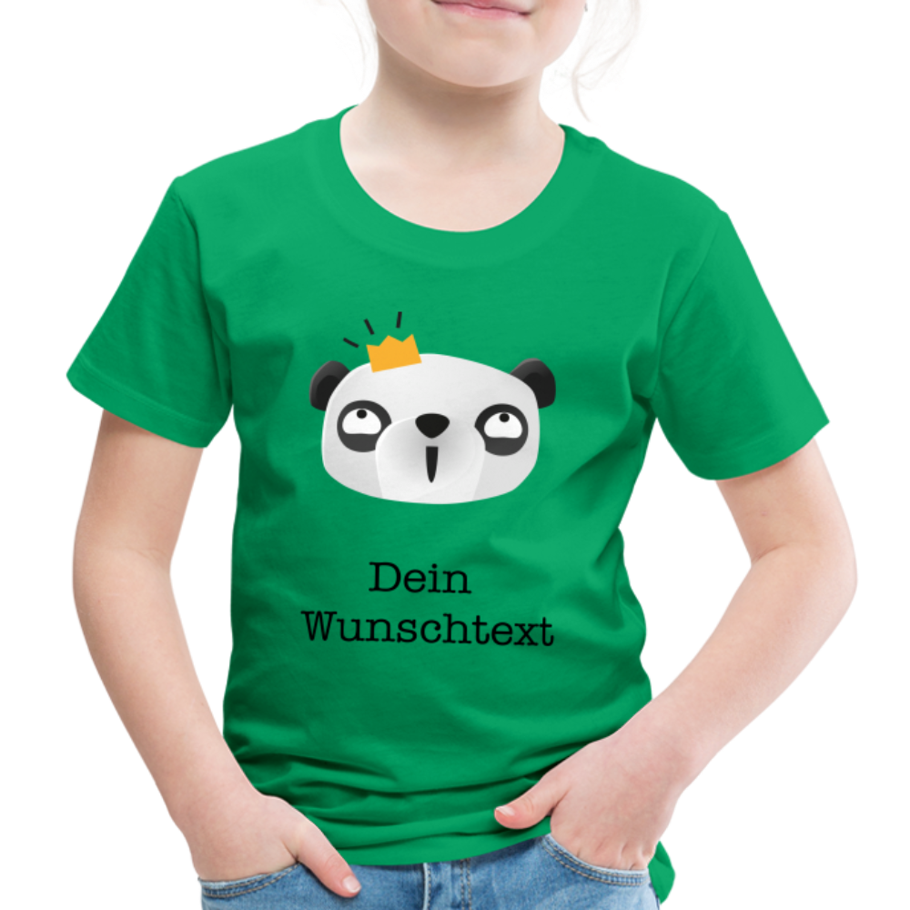 Kinder Premium T-Shirt - Panda mit Krone - personalisierbar - Kelly Green