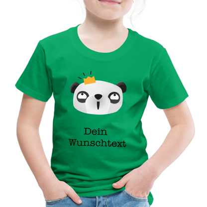 Kinder Premium T-Shirt - Panda mit Krone - personalisierbar - Kelly Green