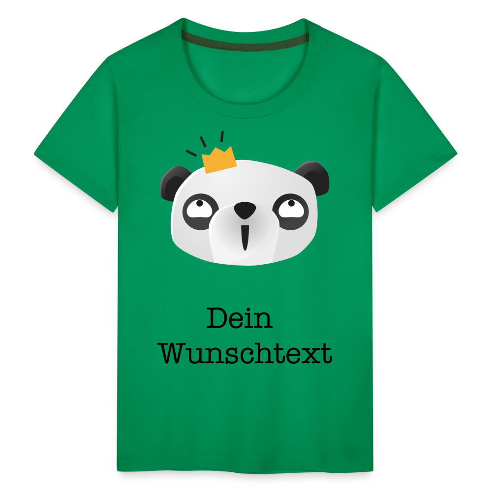 Kinder Premium T-Shirt - Panda mit Krone - personalisierbar - Kelly Green