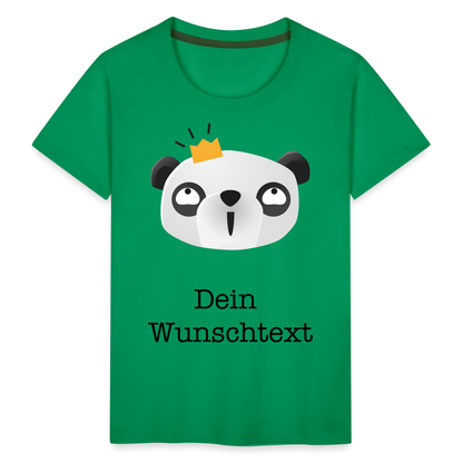 Kinder Premium T-Shirt - Panda mit Krone - personalisierbar - Kelly Green