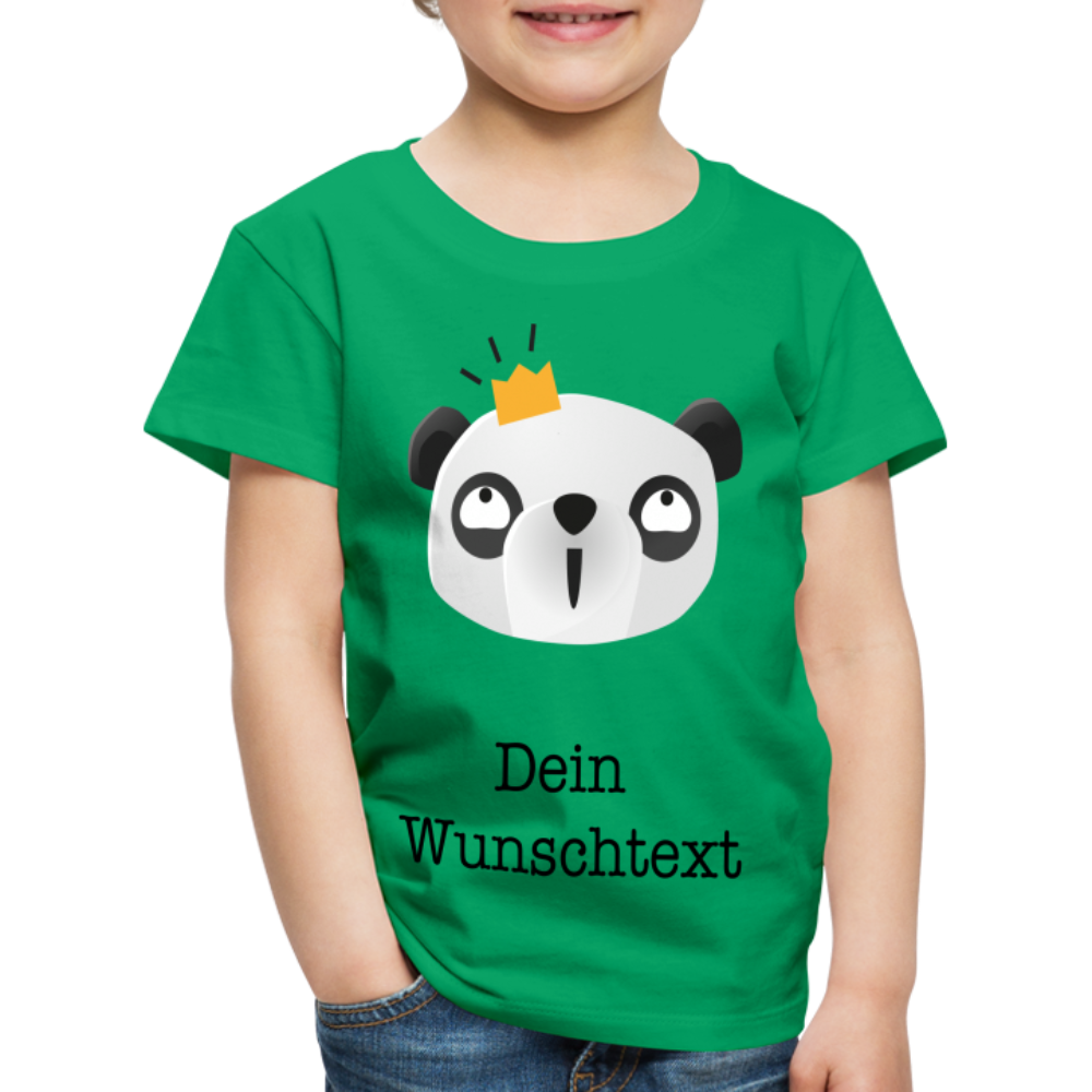 Kinder Premium T-Shirt - Panda mit Krone - personalisierbar - Kelly Green