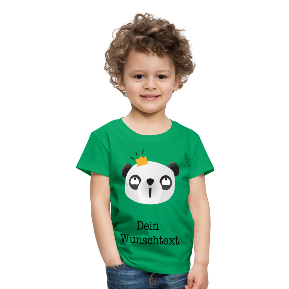 Kinder Premium T-Shirt - Panda mit Krone - personalisierbar - Kelly Green