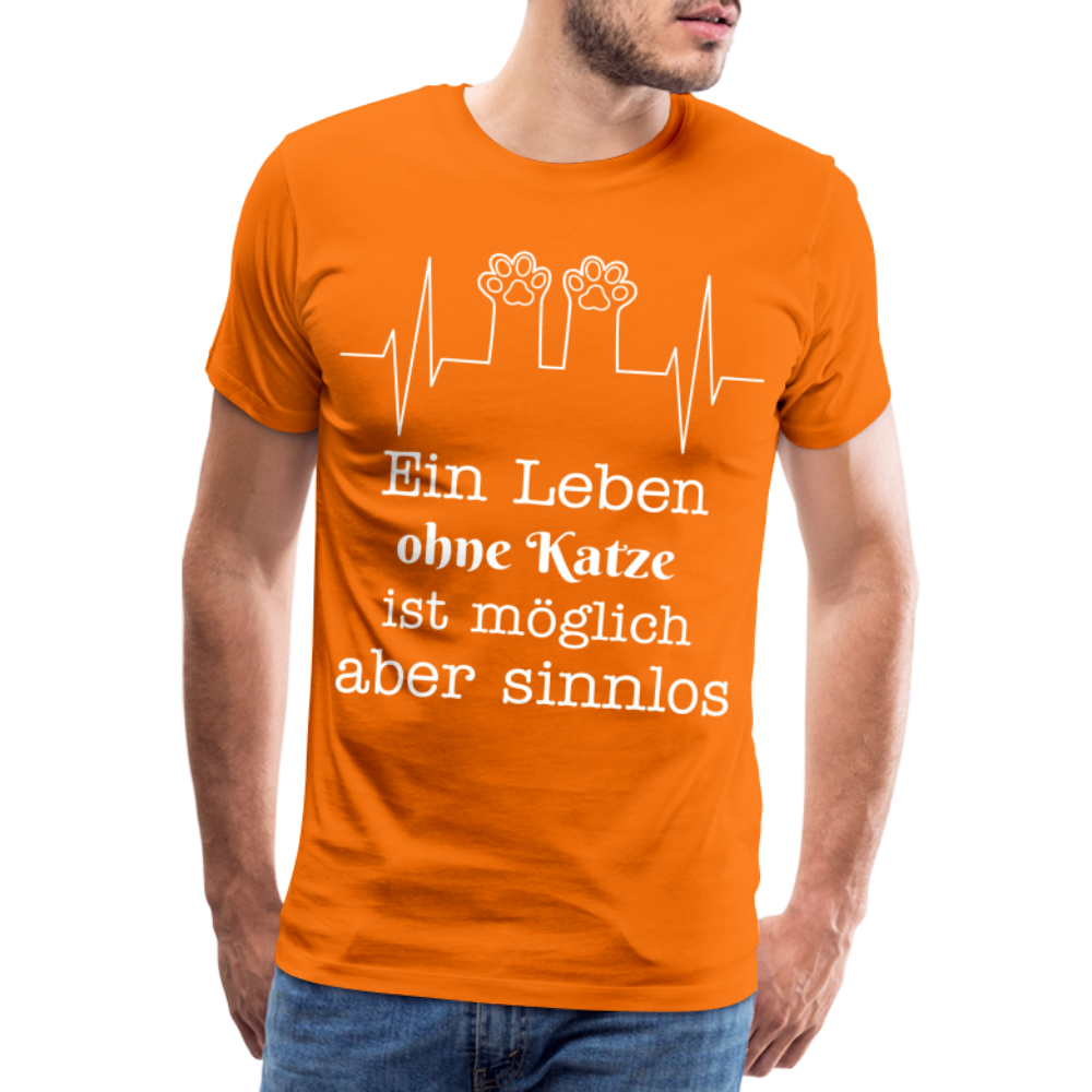 Männer Premium T-Shirt - Ein Leben ohne Katze ist möglich aber Sinnlos Spruch Design - Orange