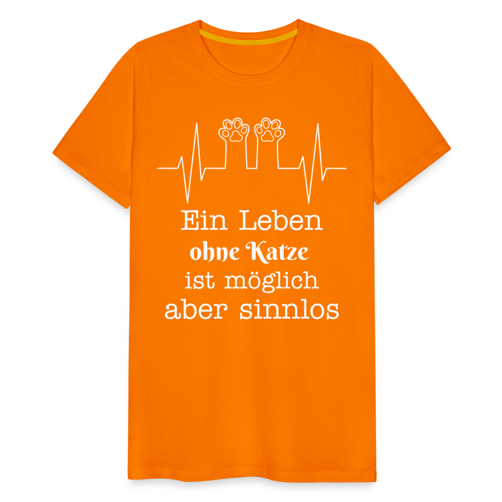 Männer Premium T-Shirt - Ein Leben ohne Katze ist möglich aber Sinnlos Spruch Design - Orange