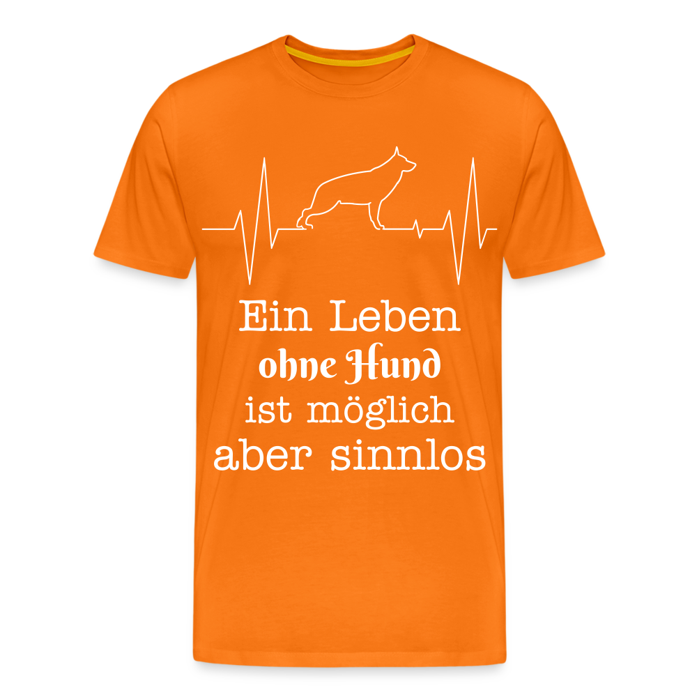 Männer Premium T-Shirt - Ein Leben ohne Hund ist möglich aber sinnlos! Tierspruch Design - Orange