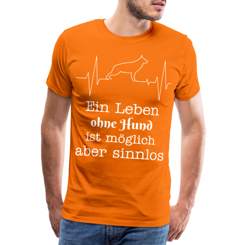 Männer Premium T-Shirt - Ein Leben ohne Hund ist möglich aber sinnlos! Tierspruch Design - Orange