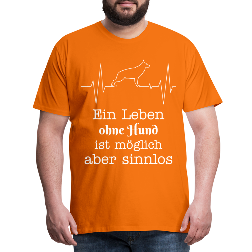 Männer Premium T-Shirt - Ein Leben ohne Hund ist möglich aber sinnlos! Tierspruch Design - Orange