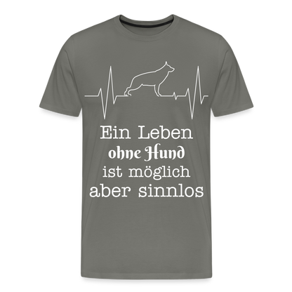 Männer Premium T-Shirt - Ein Leben ohne Hund ist möglich aber sinnlos! Tierspruch Design - Asphalt